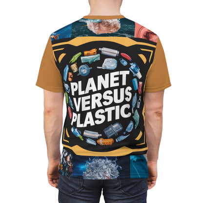 PoM's special edition "Planet versus Plastic" (Model J, Intern. Earth Day 2024) ... Unisex Cut & Sew Tee (AOP - All Over Print)
