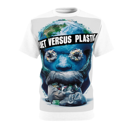 PoM's special edition "Planet versus Plastic" (Model C, Intern. Earth Day 2024) ... Unisex Cut & Sew Tee (AOP - All Over Print)