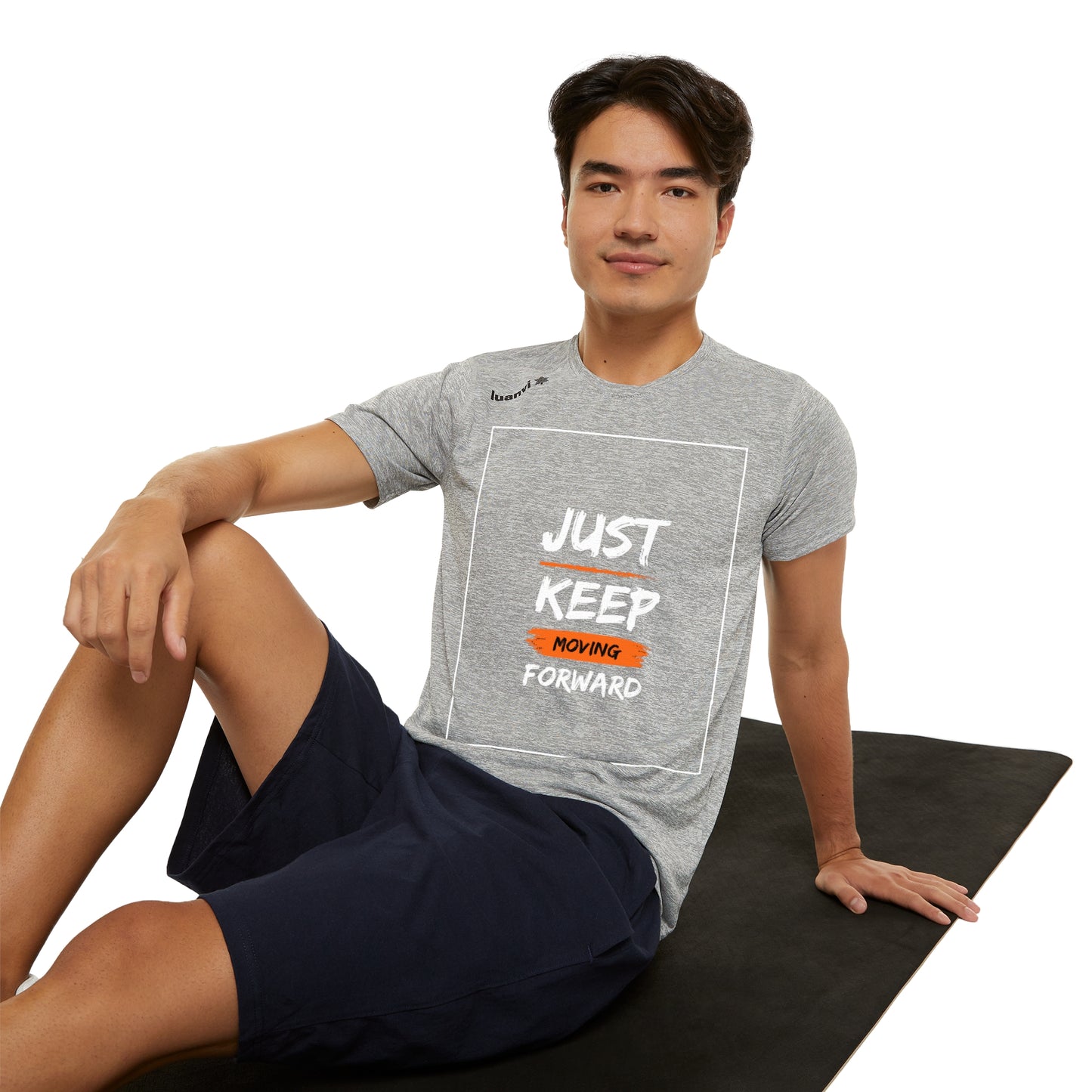 PoM's series Self Motivation ... Just Keep Moving (affirmation) - MEN's Sports T-shirt (skin breathing with Eco friendly print, 100% moisture-wicking polyester fabric)