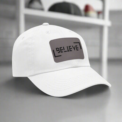 BELIEVE - Hat with Printed Leather Patch (Rectangle)