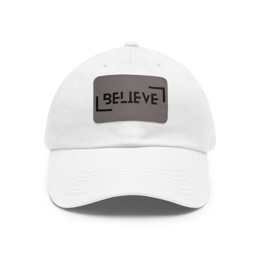 BELIEVE - Hat with Printed Leather Patch (Rectangle)