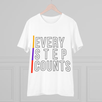 PoW's Self Motivation series ... "EVERY STEP COUNTS" (affirmation) - Cotton T-shirt (100% Organic - Unisex, 10 sizes and 12 colours)