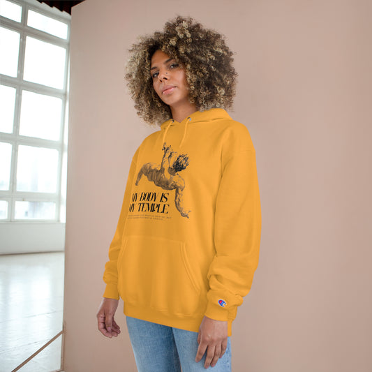PoM's series of Mindfulness & Self Motivation ... "My Body is my Temple"  ... Sweatshirt (eco hooded, two-ply fleece, spacious pocket, 6 colours and sizes))
