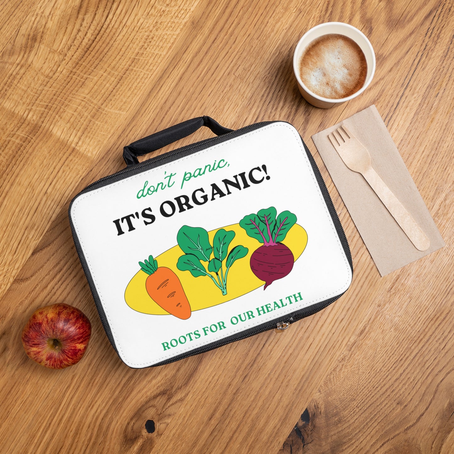 PoM's Bundle Don't Panic ... It's Organic! (#MDPIO-B06006A): T-shirt, food box, mug, mouse pad, magnets and poster (health guide)
