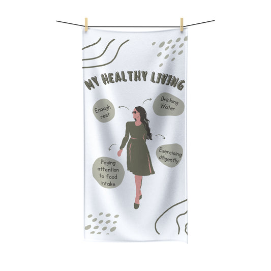 PoM's Self Motivation series ... My Healthy Living  (affirmation) - Polycotton Towel (super soft, extremely absorbent, 2 sizes)