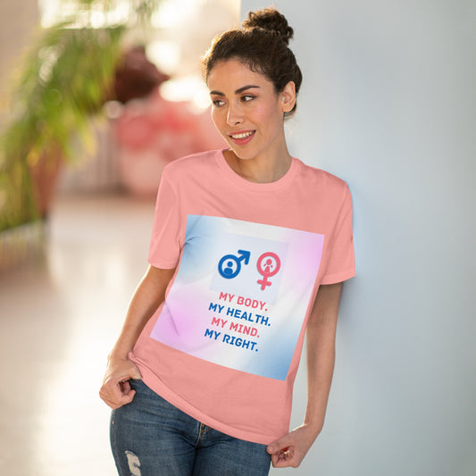 PoM's special series International World HEALTH Day 2024 ... "My Health, my right." - Cotton T-shirt (100% Organic - Unisex, 10 sizes and 12 colours)