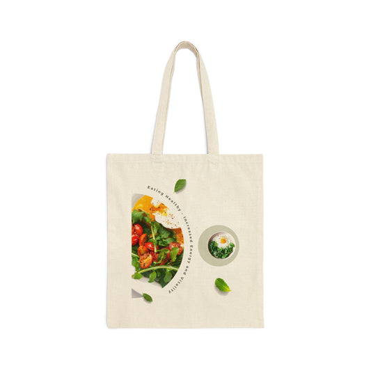 PoM & Mindfulness .... Healthy Eating - Energy & Vitality ... 100% Cotton Canvas Tote Bag (with handles, heavy fabric)